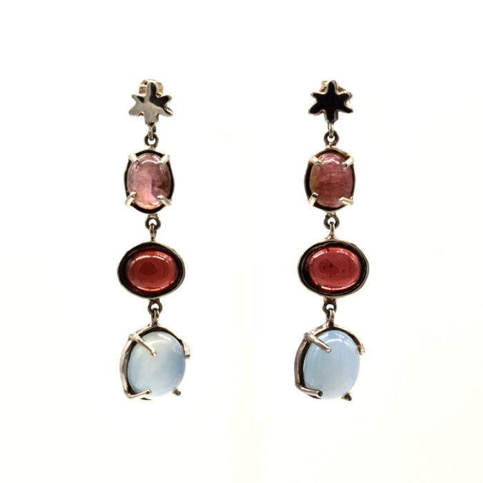 Arete3cabuchones TurmalinaRosaGranateCalcedonia 01