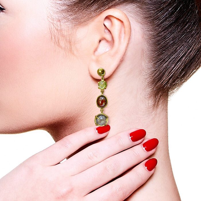 Arete3colgantes PeridotGaranateTurmalinagris