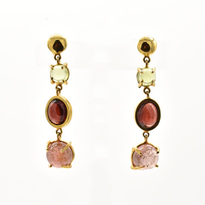 Aretes3CabuchonesPeridotGranateTurmalinaRosa 01